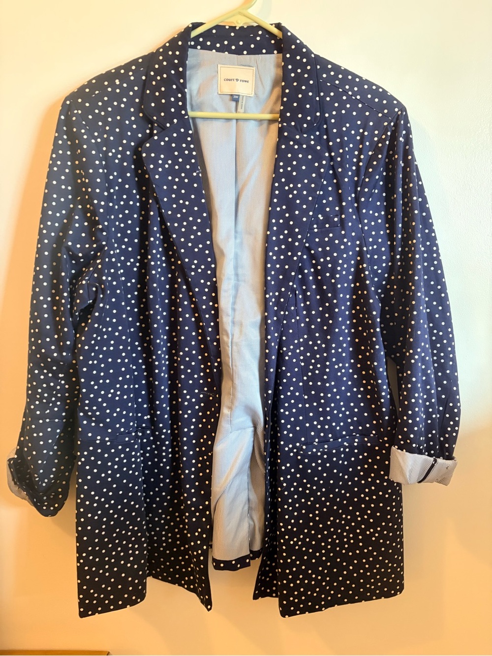 COURT & ROWE Navy Blazer with White Polka Dots